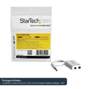 Picture of StarTech.com White headset adapter for headsets with separate headphone / microphone plugs - 3.5mm 4 position to 2x 3 position 3.5mm M/F