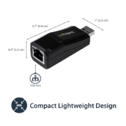 Picture of StarTech.com USB 3.0 to Gigabit Ethernet NIC Network Adapter – 10/100/1000 Mbps