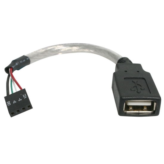 Picture of StarTech.com 6in USB 2.0 Cable - USB A Female to USB Motherboard 4 Pin Header F/F