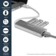 Picture of StarTech.com 3-Port Portable USB 3.0 Hub plus Gigabit Ethernet - Built-In Cable~3-Port Portable USB 3.0 Hub plus Gigabit Ethernet - 5Gbps - Built-In Cable