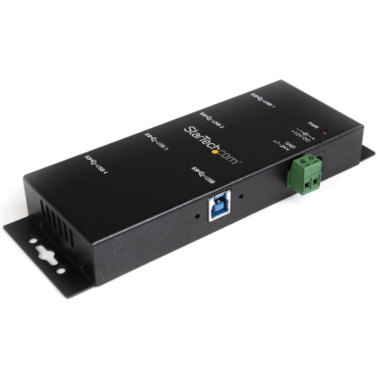 Picture of StarTech.com 4-Port Industrial USB 3.0 Hub with ESD Protection~4-Port USB 3.0 Hub - 5Gbps - Metal Industrial USB-A Hub - Wall or Desk Mountable USB Data Hub - TAA Compliant USB Expander Hub