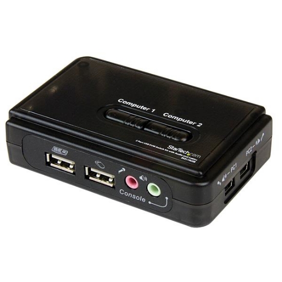 Picture of StarTech.com 2 Port Black USB KVM Switch Kit with Audio and Cables