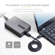Picture of StarTech.com Thunderbolt 3 to Ethernet Adapter, 10GbE - Multi-Gigabit, Thunderbolt 3 to RJ45 Network Adapter - 10GBASE-T/5-2.5GBASE-T NIC - 10G Network Adapter w/ TB3-Certified Cable, Win/Mac
