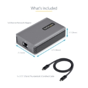 Picture of StarTech.com Thunderbolt 3 to Ethernet Adapter, 10GbE - Multi-Gigabit, Thunderbolt 3 to RJ45 Network Adapter - 10GBASE-T/5-2.5GBASE-T NIC - 10G Network Adapter w/ TB3-Certified Cable, Win/Mac