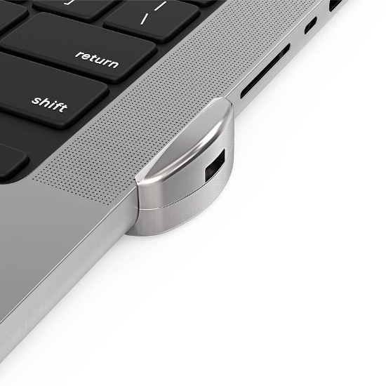 Picture of Compulocks Ledge Lock Adapter for MacBook Pro 14" M1, M2 & M3 with Keyed Cable Lock Silver