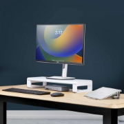 Picture of StarTech.com Ergonomic Monitor Riser Stand, Up to 33lb/15kg, Fixed height 3.5in/9cm, Desktop Computer Monitor/Laptop Riser, Steel Platform, Quick Assembly, Optimize Desk Space