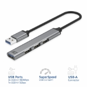 Picture of ACT USB-A hub, 3x USB-A 2.0 and 1x USB-A 3.0