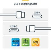 Picture of StarTech.com 3m (9.8ft) White USB-C Charging Cable, USB C Cable, USB 2.0 Type-C Laptop Charger Cord, 60W 3A Power Delivery, TPE Jacket, USB-C Data Transfer Cable, M/M