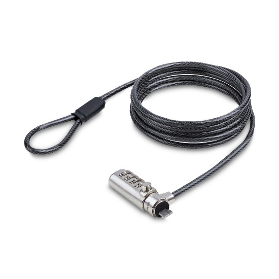 Picture of StarTech.com Slim Lock Nano Slot Compatible, 6.6ft (2m) Locking Cable, Desk Anti-Theft Security For Laptop/Notebook Computer, Cut-Resistant Steel Cable, 4-Digit Lock
