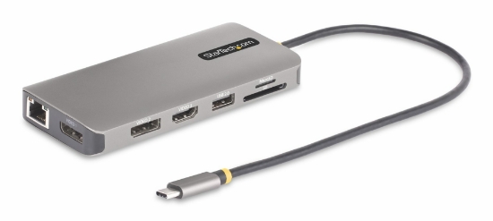 Picture of StarTech.com USB-C Triple-Monitor Multiport Adapter, Dual 4K 60Hz + 4K 30Hz HDMI & DisplayPort, 4-Port USB Hub, 100W PD Pass-Through, GbE, SD/MicroSD Card Readers