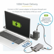 Picture of StarTech.com USB-C Triple-Monitor Multiport Adapter, Dual 4K 60Hz + 4K 30Hz HDMI & DisplayPort, 4-Port USB Hub, 100W PD Pass-Through, GbE, SD/MicroSD Card Readers