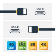 Picture of StarTech.com 3ft (1m) USB4 Cable, USB-IF Certified USB-C Cable, 40 Gbps, USB Type-C Data Transfer Cable, 100W Power Delivery, 8K 60Hz, Compatible w/Thunderbolt 4/3/USB 3.2