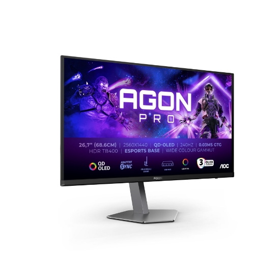 Picture of AOC AGON PRO AG276QZD2 computer monitor 67.8 cm (26.7") 2560 x 1440 pixels Quad HD QD-OLED Grey
