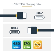 Picture of StarTech.com 4m USB-C Charging Cable, USB-IF Certified USB C Cable, 240W PD EPR, USB 2.0 Type-C Laptop Charger Cord, USB-C Data Transfer Cable, TPE Jacket, M/M