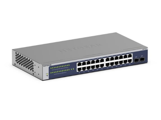 Picture of NETGEAR GS724Tv6 Managed L2+/L3 Gigabit Ethernet (10/100/1000) 1U Blue, Grey