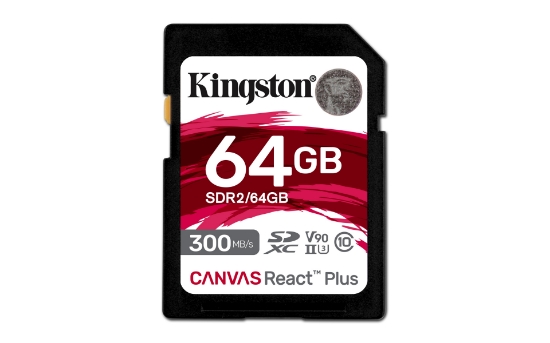 Picture of Kingston Technology 64GB Canvas React Plus SDXC UHS-II 300R/260W U3 V90 for Full HD/4K/8K