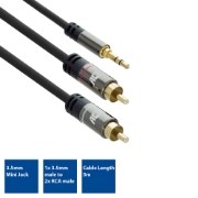 Picture of ACT 5 meters High Quality audio connection cable 1x 3.5mm stereo jack male - 2x RCA male