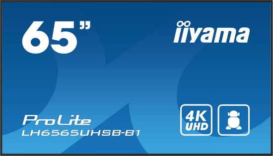 Picture of iiyama LH6565UHSB-B1 Signage Display Kiosk design 163.8 cm (64.5") LED Wi-Fi 800 cd/m² 4K Ultra HD Black Built-in processor Android 11 24/7
