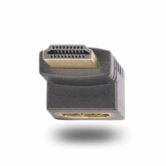 Picture of StarTech.com Down Angle HDMI 2.0 Adapter, Male to Female, Vertical 90-Degree Angled HDMI Port Saver, 4K 60Hz, High Speed HDMI Connector Extension, M/F