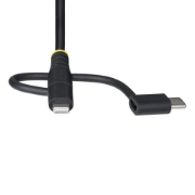 Picture of StarTech.com 3.3ft (1m) Rugged USB Multi Charging Cable, USB to Lightning/Micro-USB/Type-C, Apple MFi Certified, Aramid Jacket, Universal 3-in-1 USB Charger Cord for iPhone/iPad/Android