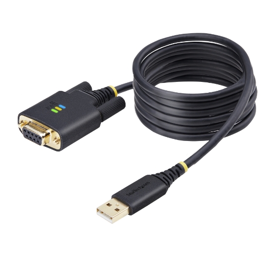 Picture of StarTech.com 6.6ft (2m) USB to Null Modem Serial Adapter Cable, COM Retention, FTDI, USB-A to DB9 RS232, Interchangeable DB9 Screws/Nuts, Windows/macOS/Linux