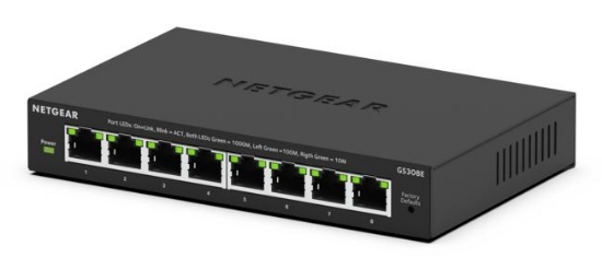 Picture of NETGEAR GS308E Managed L2/L3 Gigabit Ethernet (10/100/1000) Black