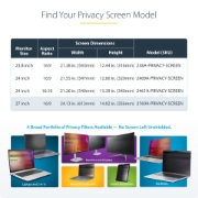 Picture of StarTech.com 27-inch 16:9 Computer Monitor Privacy Screen, Hanging Acrylic Filter, Quick-Install Security Shield, Monitor Screen Protector, +/- 30 Deg. View, Glossy