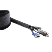 Picture of StarTech.com 10ft (3m) Cable Management Sleeve, Trimmable Heavy Duty Cable Wrap, 1.2" (3cm) Dia. Polyester Mesh Computer Cable Manager/Protector/Concealer, Black Cord Organizer/Hider