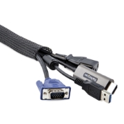Picture of StarTech.com 10ft (3m) Cable Management Sleeve, Trimmable Heavy Duty Cable Wrap, 1.2" (3cm) Dia. Polyester Mesh Computer Cable Manager/Protector/Concealer, Black Cord Organizer/Hider