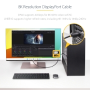 Picture of StarTech.com 2m DisplayPort 2.1 Cable, VESA Certified DP40 DisplayPort Cable w/UHBR10/HDR/HDCP 2.2, 8K 60Hz/4K 144Hz w/DSC 1.2a, 40Gbps, DP 2.1 Cable, UHD Monitor Cord, M/M