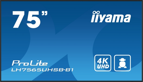 Picture of iiyama LH7565UHSB-B1 Signage Display Kiosk design 189.2 cm (74.5") LED Wi-Fi 800 cd/m² 4K Ultra HD Black Built-in processor Android 11 24/7