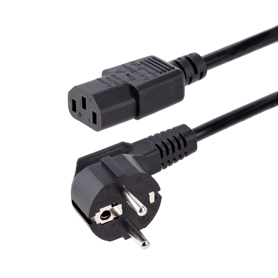 Picture of StarTech.com 1m (3ft) Computer Power Cord, 18AWG, EU Schuko to C13 Power Cord, 250V 10A, Black Replacement AC Cord, TV/Monitor Power Cable, Schuko CEE 7/7 to IEC 60320 C13 Power Cord - PC Power Supply Cable