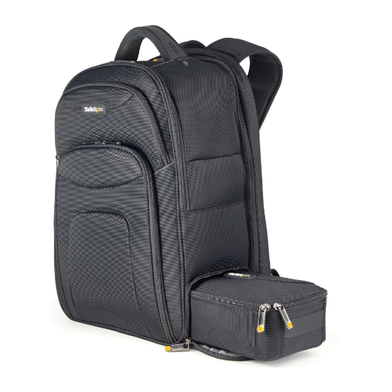Picture of StarTech.com 17.3" Laptop Backpack with Removable Accessory Organizer Case - Professional IT Tech Backpack for Work/Travel/Commute - Ergonomic Computer Bag - Durable Ballistic Nylon - Notebook/Tablet Pockets