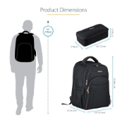 Picture of StarTech.com 17.3" Laptop Backpack with Removable Accessory Organizer Case - Professional IT Tech Backpack for Work/Travel/Commute - Ergonomic Computer Bag - Durable Ballistic Nylon - Notebook/Tablet Pockets