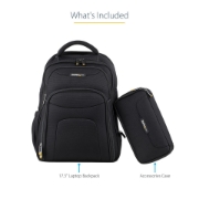 Picture of StarTech.com 17.3" Laptop Backpack with Removable Accessory Organizer Case - Professional IT Tech Backpack for Work/Travel/Commute - Ergonomic Computer Bag - Durable Ballistic Nylon - Notebook/Tablet Pockets