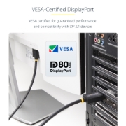 Picture of StarTech.com 1m DisplayPort 2.1 Cable, VESA Certified DP80 DisplayPort Cable w/UHBR20/HDR/DSC 1.2a/HDCP 2.2, 16K/8K 60Hz, 4K 240Hz, 80Gbps, DP 2.1 Cable, UHD Monitor Cord, M/M