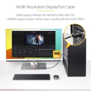 Picture of StarTech.com 1m DisplayPort 2.1 Cable, VESA Certified DP80 DisplayPort Cable w/UHBR20/HDR/DSC 1.2a/HDCP 2.2, 16K/8K 60Hz, 4K 240Hz, 80Gbps, DP 2.1 Cable, UHD Monitor Cord, M/M