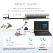Picture of StarTech.com USB C Multiport Adapter, Dual 4K 60Hz HDMI 2.0b, HDR10, 2x 10Gbps USB Hub, 100W PD Pass-Through, GbE, SD, 14"/35cm Cable, Mini Dock, Laptop Docking Station, Win/Mac