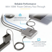 Picture of StarTech.com USB C Multiport Adapter, Dual 4K 60Hz HDMI 2.0b, HDR10, 2x 10Gbps USB Hub, 100W PD Pass-Through, GbE, SD, 14"/35cm Cable, Mini Dock, Laptop Docking Station, Win/Mac