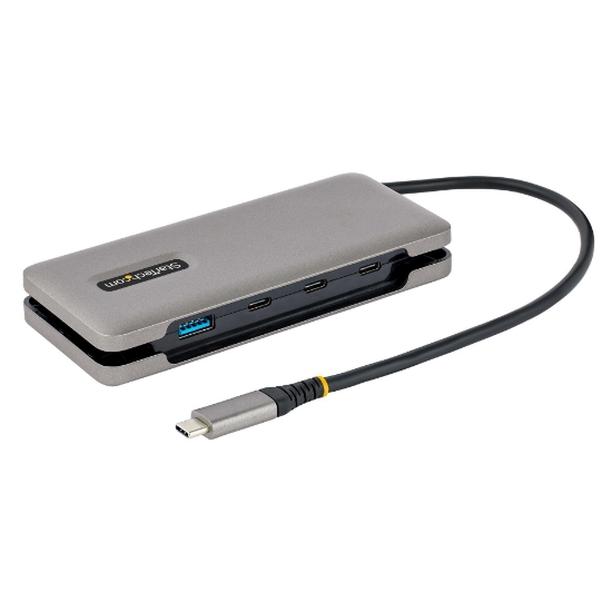 Picture of StarTech.com 4-Port USB-C Hub - 1x USB-A & 3x USB-C Ports - USB 3.2 Gen 2 (10Gbps) - Bus Powered - USB Type C Hub w/ 12.6in/32cm Wrap-Around Cable - Portable USB-C to USB-A Hub