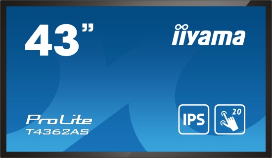 Picture of iiyama T4362AS-B1 Signage Display Interactive flat panel 108 cm (42.5") IPS 500 cd/m² 4K Ultra HD Black Touchscreen Built-in processor Android 8.0 24/7