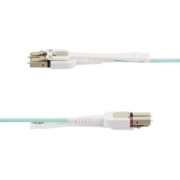 Picture of StarTech.com 10m (32.8ft) LC to LC (UPC) OM4 Multimode Fiber Optic Cable w/Push Pull Tabs, 50/125µm, 100G, Bend Insensitive, Low Insertion Loss - LSZH Fiber Jumper Cord