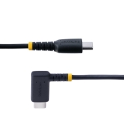 Picture of StarTech.com 1ft (30cm) USB C Charging Cable Right Angle - 60W PD 3A - Heavy Duty Fast Charge USB-C Cable - Black USB 2.0 Type-C - Rugged Aramid Fiber - USB Charging Cord