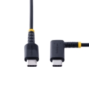 Picture of StarTech.com 1ft (30cm) USB C Charging Cable Right Angle - 60W PD 3A - Heavy Duty Fast Charge USB-C Cable - Black USB 2.0 Type-C - Rugged Aramid Fiber - USB Charging Cord