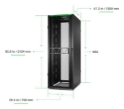 Picture of APC NetShelter SX Server Rack Gen 2, 45U, 2124H x 750W x 1200D mm, with Sides, Black