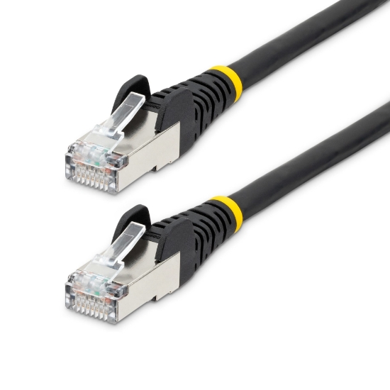 Picture of StarTech.com 1.5m CAT6a Ethernet Cable - Black - Low Smoke Zero Halogen (LSZH) - 10GbE 500MHz 100W PoE++ Snagless RJ-45 w/Strain Reliefs S/FTP Network Patch Cord