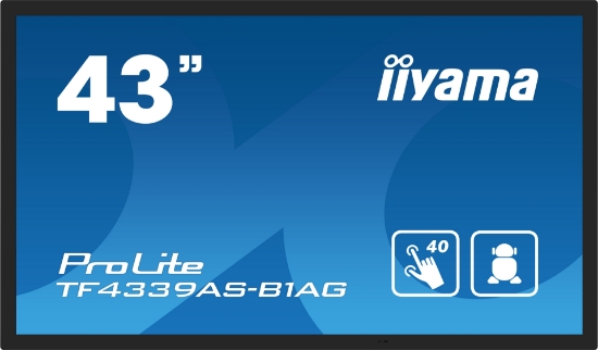 Picture of iiyama TF4339AS-B1AG Signage Display Digital signage flat panel 108 cm (42.5") LED 500 cd/m² 4K Ultra HD Black Touchscreen Built-in processor Android 24/7