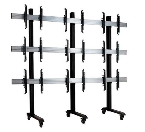Picture of B-Tech SYSTEM X - 3 x 3 Universal Mobile Videowall Mounting System with Micro-Adjustment for 46-55" screens
