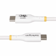Picture of StarTech.com 4m White USB-C Charging Cable, USB-IF Certified USB C Cable, 240W PD EPR, USB 2.0 Type-C Laptop Charger Cord, USB-C Data Transfer Cable, TPE Jacket