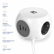 Picture of ACT AC2420 power extension 1.5 m 3 AC outlet(s) Indoor White